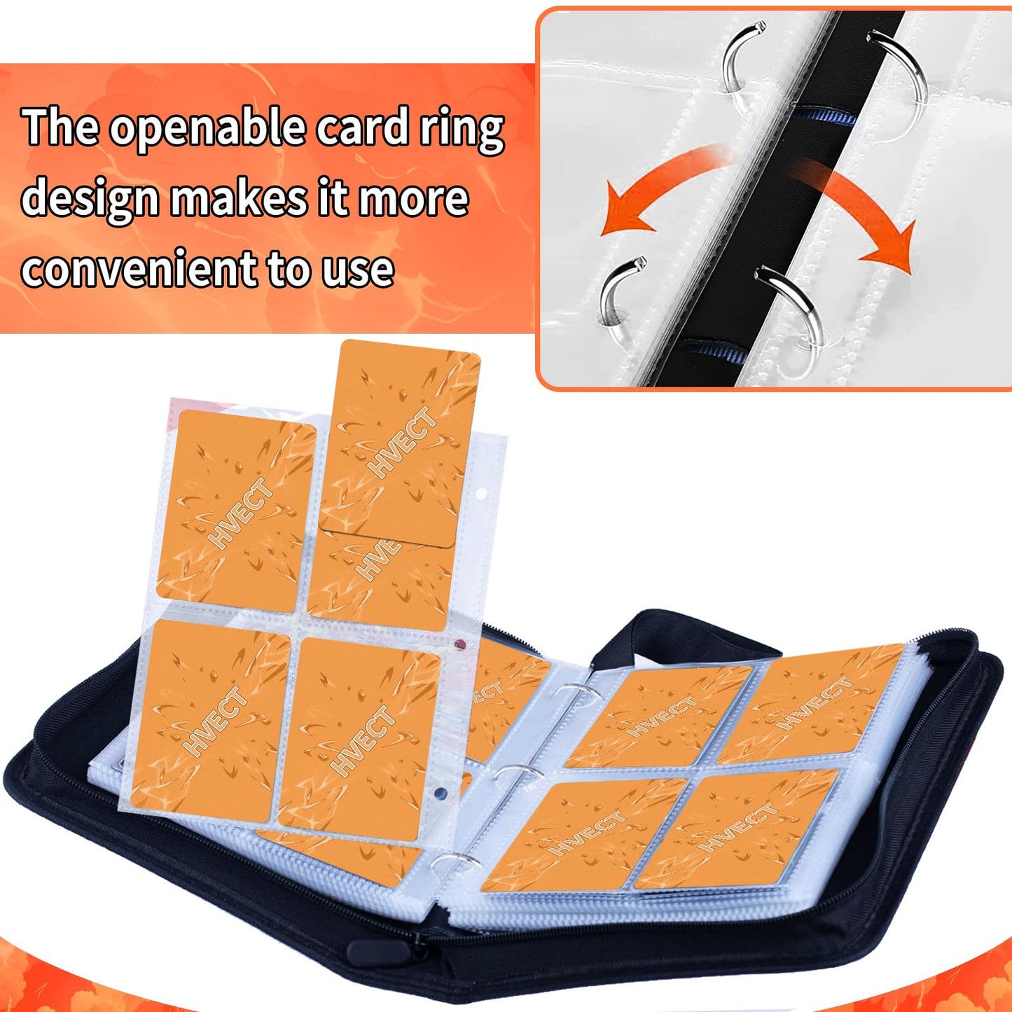 4 Pocket Card Binder for Cards, Trading Card Binder Holder Fits 400 Cards with 50 Removable Sleeves, Card Collection Binder Albu