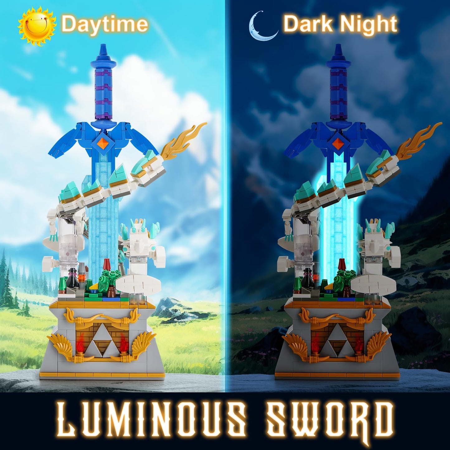 Sillbird Glowing Master Sword Building Blocks Set, 677pcs, Colorful, 12"x8"x2", Model CA-I92211, Perfect Gift for Link Fans Ages 8-12