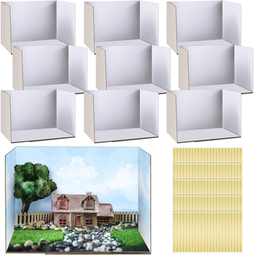10 Pcs Diorama Kit Diorama Box Cardboard Diorama Project With Double Sided Tapes For Display Diy Dollhouse Birthdays, White, 11.