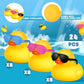 24 Pcs Mini Rubber Ducks With Sunglasses, Rubber Ducks In Bulk Valentine Bathtub Toys For Cruise Valentines Kids Classroom Gift