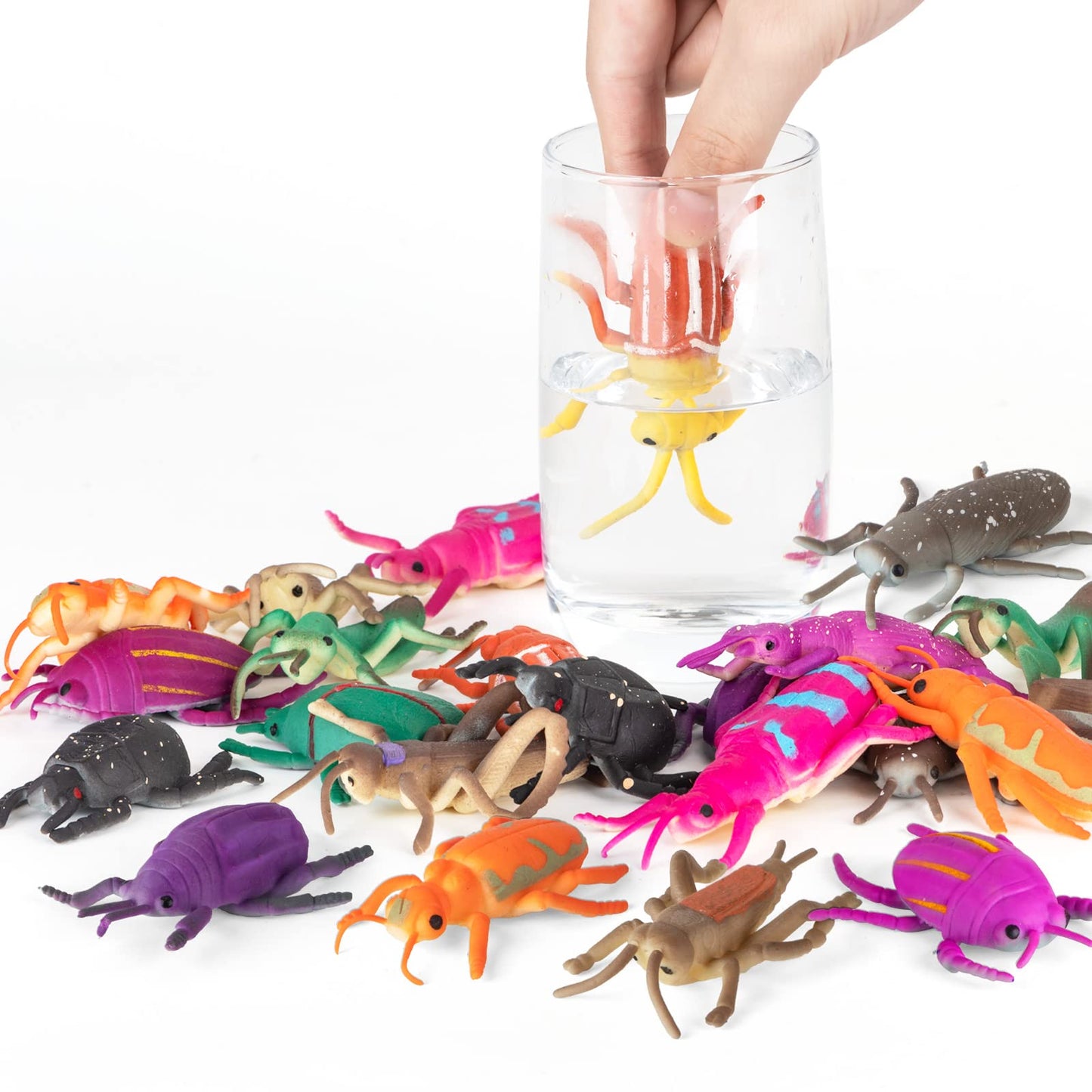 Niskaqsn 12 Pack Color Changing Insect Toys,Change Color Bug Toys,Floating And Stretchable Bath Toys Fosr Kid,Insect Figurines T