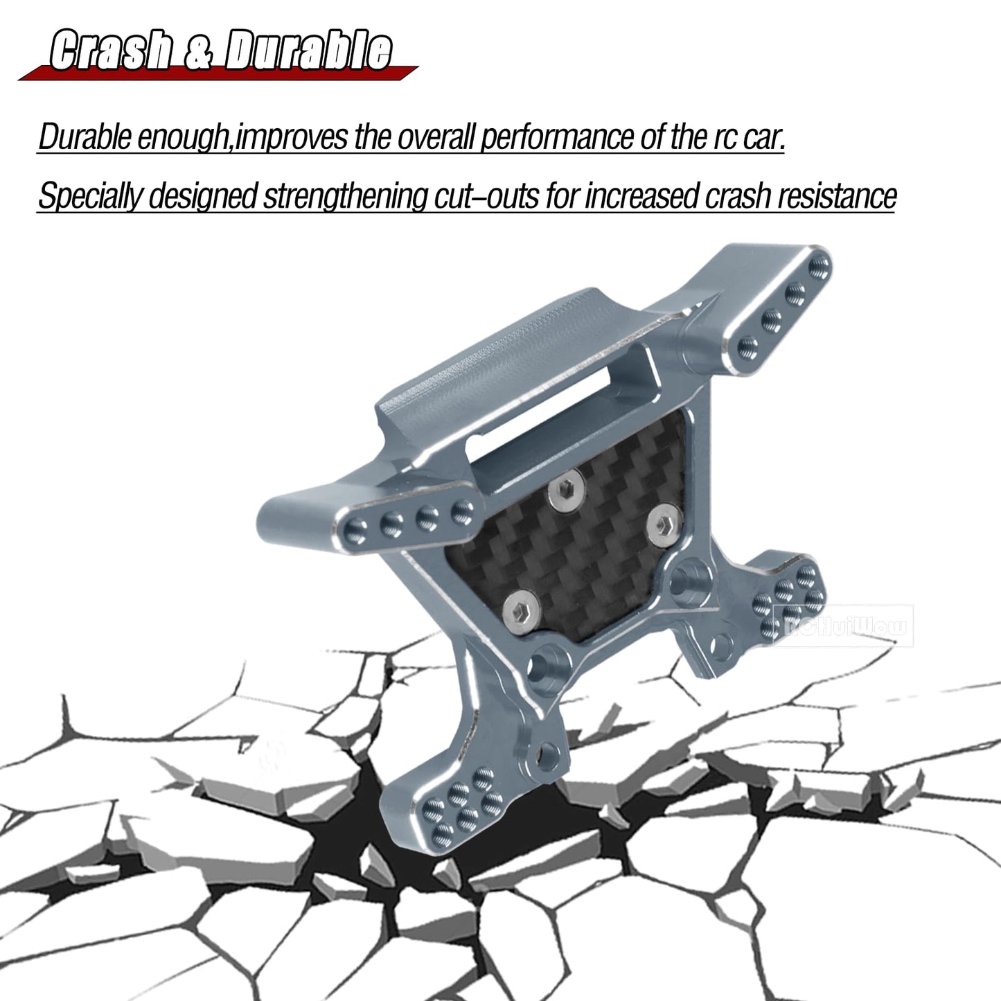 RCHuiWow Upgrades Part for 1/10 Rustler 4WD/4WD(VXL),Alloy Front and Rear RC Shock Towers Hops up,Titanium