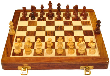 Palm Royal Handicrafts Wooden Handmade Foldable Magnetic Chess Board Set Wooden With Magnetic Pieces And Extra Queens For Kids A