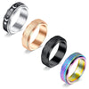 Vcmart Spinner Ring For Women Anxiety Relief 4Pcs 6Mm Stainless Steel Sand Blast Glitter Finish Rose Gold Silver Rainbow Black C