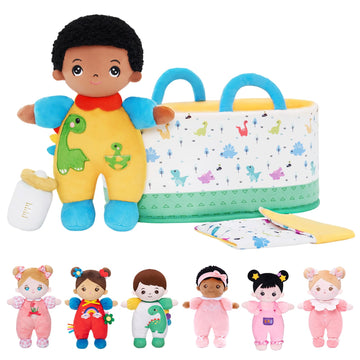 OUOZZZ Soft Black Baby Boy Doll- My Buddy Doll Birthday Gifts for Boys Plush Dinosaur Toy for Toddlers Little Kids Infants Big B