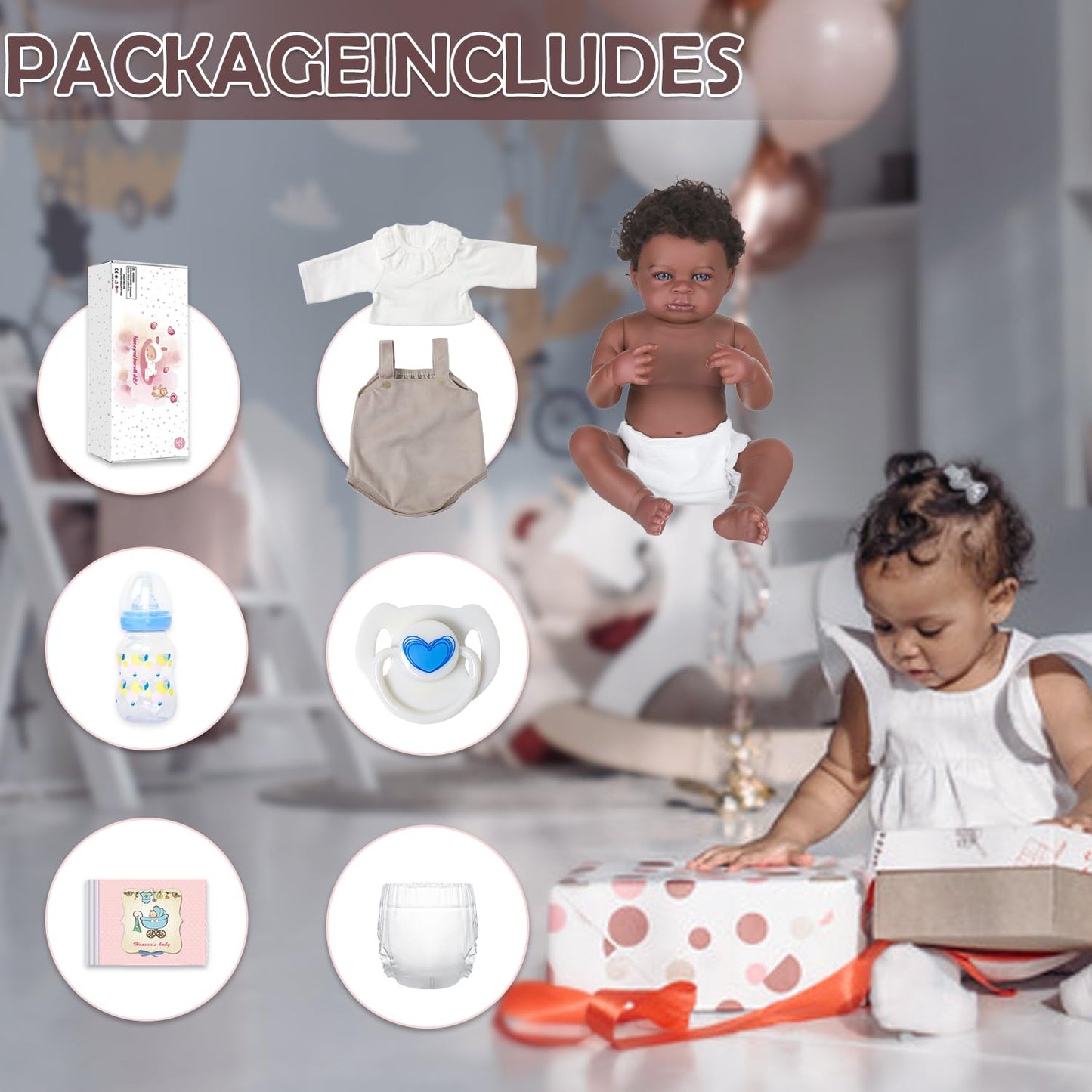 Wooroy Lifelike Reborn Baby Dolls Black - 20-Inch Realistic African American Newborn Baby Doll, Real Life Baby Dolls,Silicone Ba