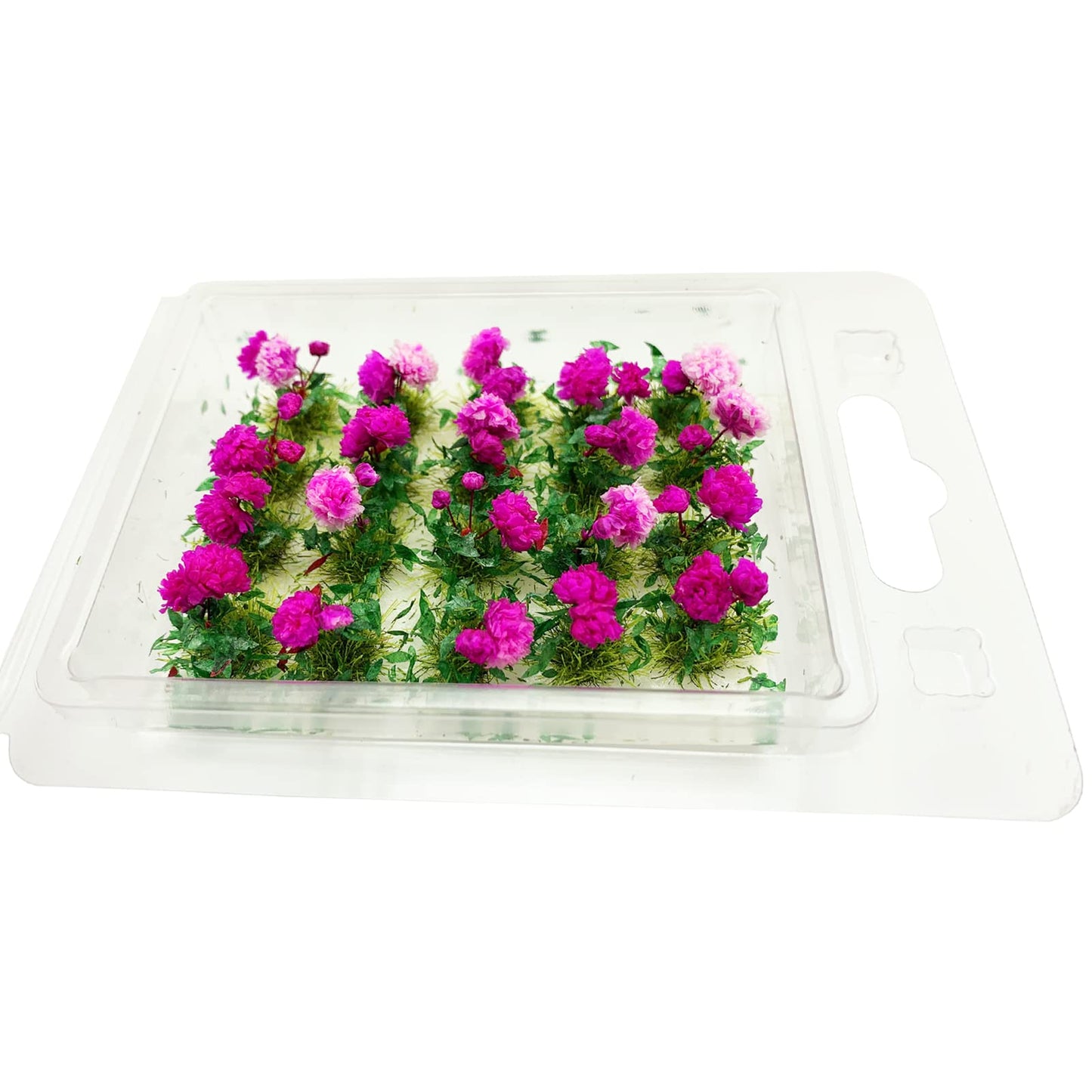 Prettylife 20Pcs Miniature Flower Cluster Grass Flower Tufts For Mini Dollhouse Fairy Garden Railway Simulated Static Scenery Micro Landscape Model (Rose)