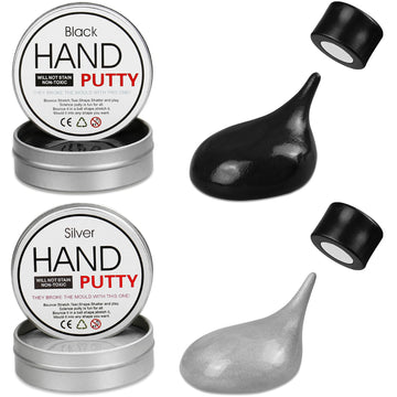 Joypro Magnetic Slime Putty, Magnetic Space Putty Slime With Upgraded Magnet Toys For Kids Adults, Fidget Toy Stress Reliever Puddy For Christmas Stocking Stuffers Birthday Gifts(2 Pack,Black&Silver)