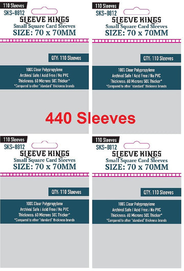 Sleeve Kings Small Square Card Sleeves 70 X 70 Mm (4X110 Pack, 440 Sleeves)