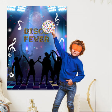Joarhonal Pin The Mirror Ball On The Disco Party - Disco Party Games For Kids 20'' X 28'' Disco 70S Party Game Poster With 24 Re