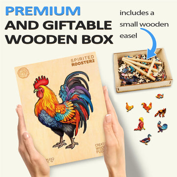 Wooden Puzzles For Adults, Rooster Puzzles, 200 Pieces Puzzle For Adults, Christmas Puzzle Gifts For People, Wooden Jigsaw Puzzles (M-12.6 * 9.6In)