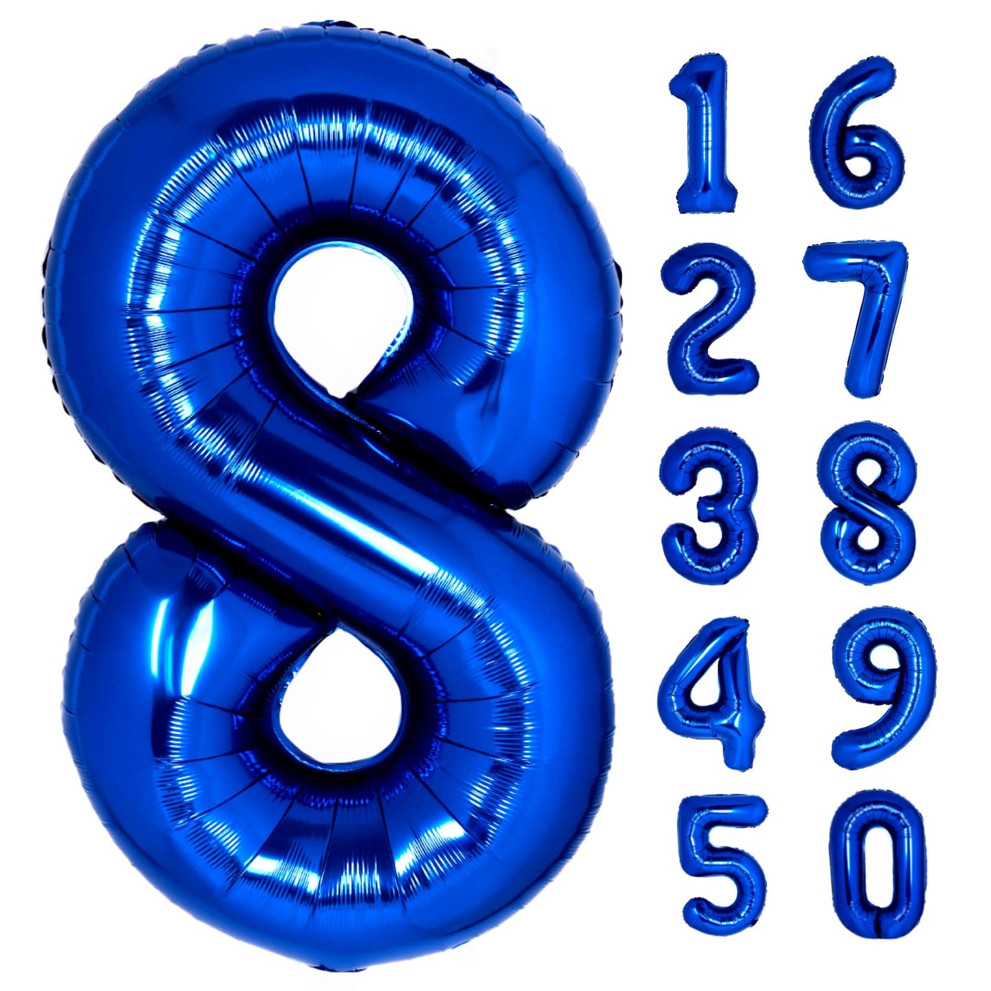 40 Inch Giant Navy Blue Number 8 Balloon, Helium Mylar Foil Number Balloons For Birthday Party, 8Th Birthday Decorations For Kid