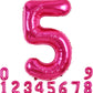 Toniful 40 Inch Hot Pink Large Numbers Balloon 0-9 Birthday Party Decorations,Foil Mylar Big Number 5 Balloon Digital 5 For Birt