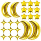 54Pcs Star Foil Balloons Moon Foil Mylar Balloons Kit With 50Pcs Gold Star Balloons And 4Pcs Large Moon Foil Balloons For Baby S