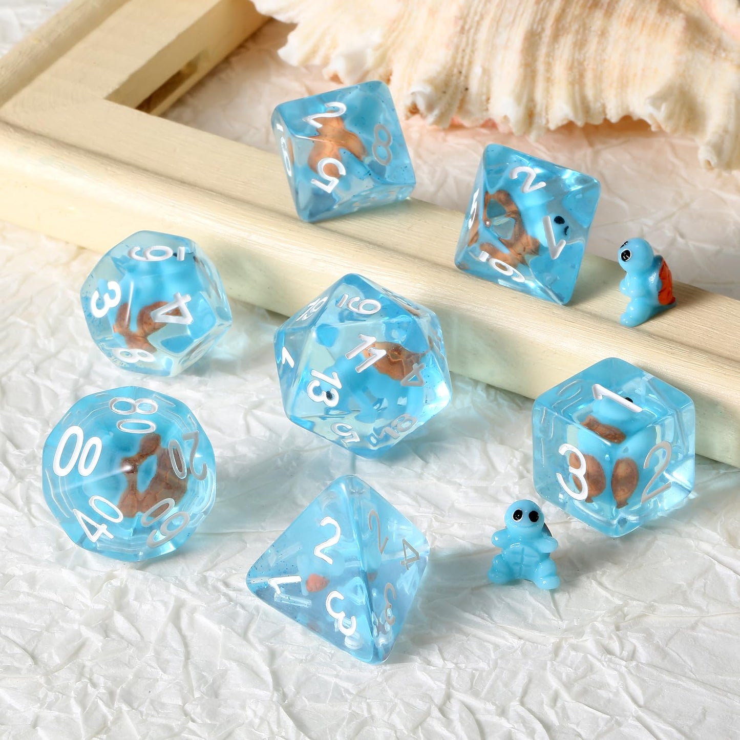 D&D Dice Set Dndnd 7Pcs Resin Dungeons And Dragons Dice Set With Gift Velvet Bag For Dnd Role Playing Games And Tabletop Games(T
