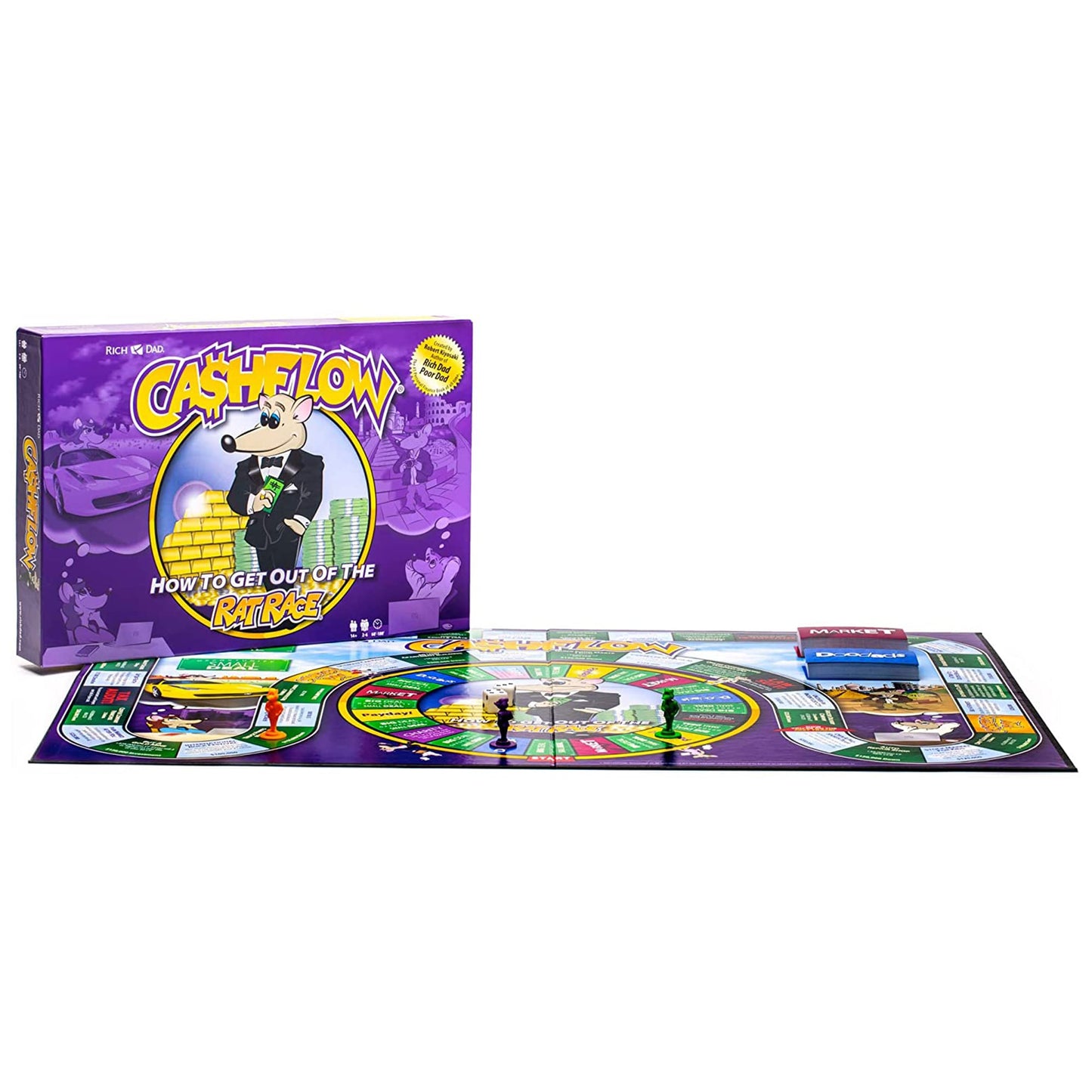 Rich Dad Cashflow Board Game Set - Educational Financial Literacy Game for Kids & Adults, Purple, 11 x 3 x 15 inches, Cardboard