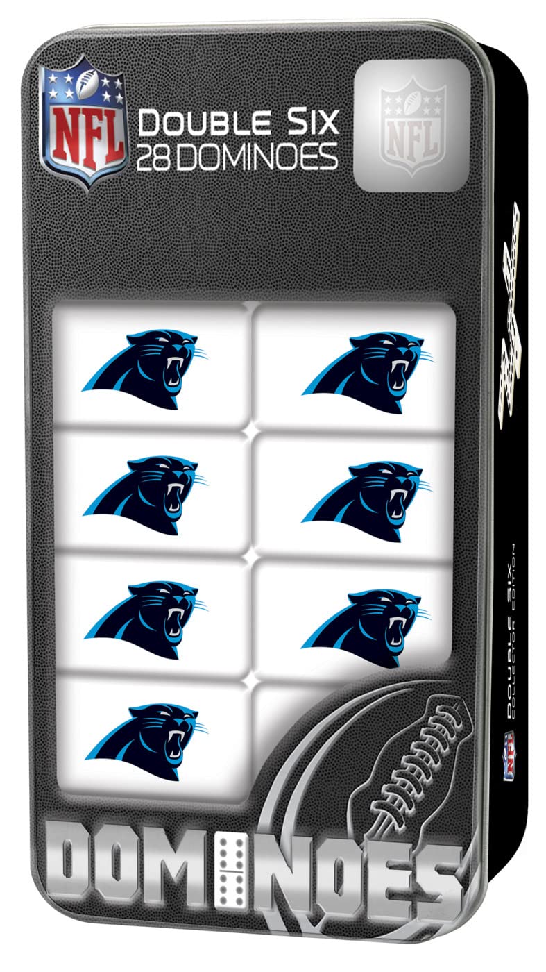 MasterPieces NFL Carolina Panthers, Double Six Collector Edition Dominoes Game, For Ages 3+