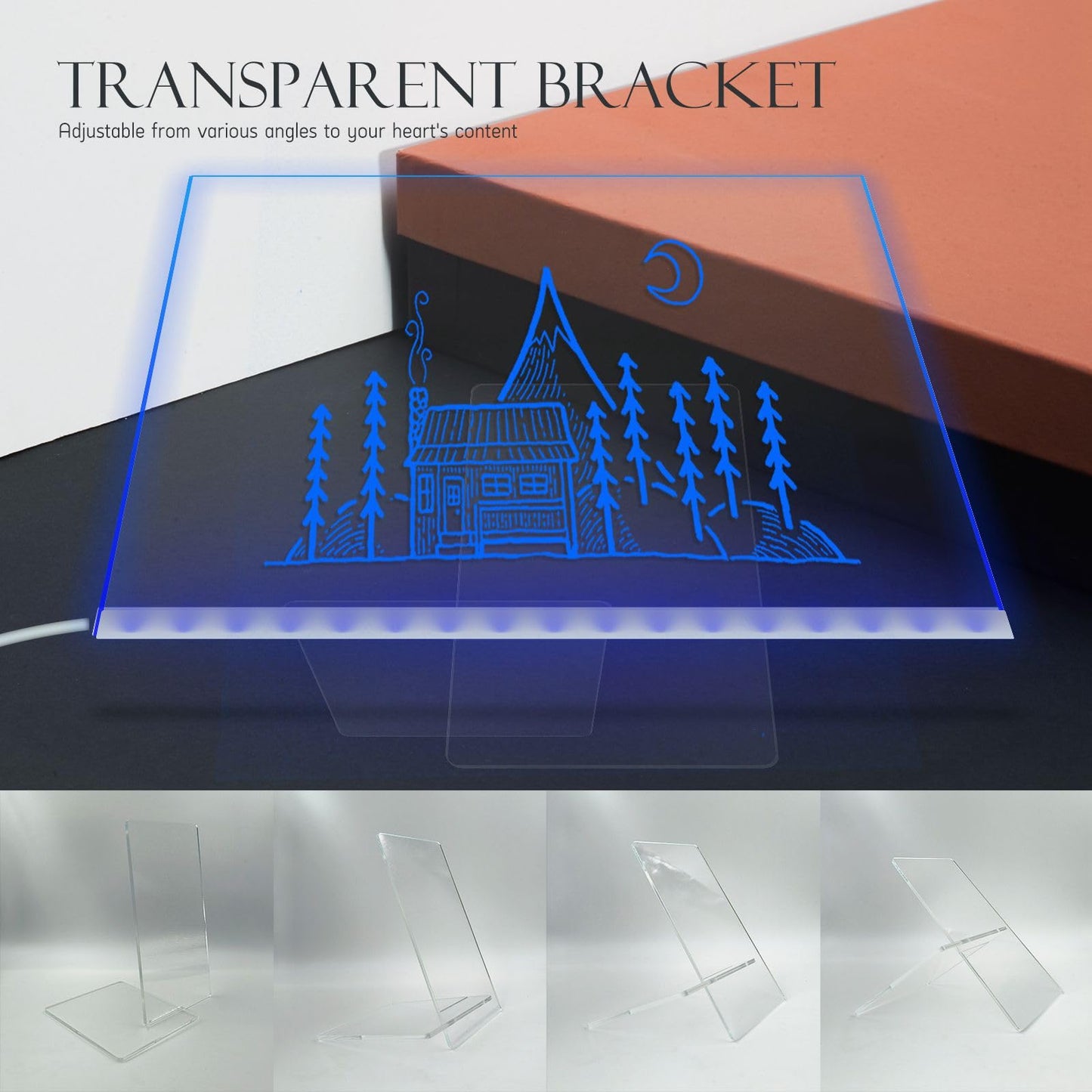 Masshomi 15 * 11 inch 7 Color Change LED Glowing Message Acrylic Writing Board dimming Remote Control Timer Plug in 7 Color Mark