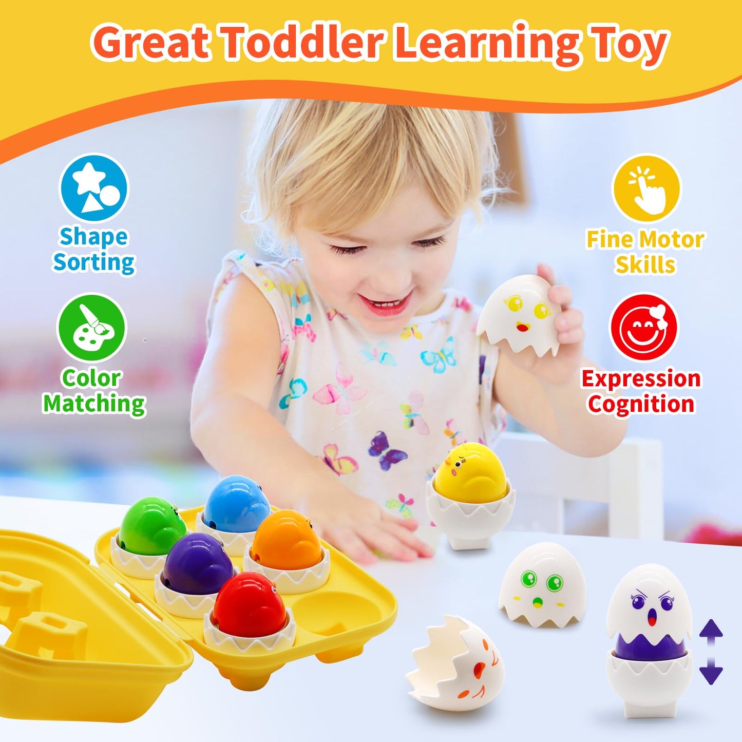 Moontoy Easter Eggs Toy Toddler Learning Toys For 1 2 3 Year Old Girl Boy Birthday Gift Educational Montessori Matching Egg Shap