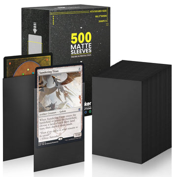 Standard Black Mtg Card Sleeves 500 Pack, Card Protectors Sleeves Matte Back Finish, Perfect Shuffling - Protect All Your Tradin