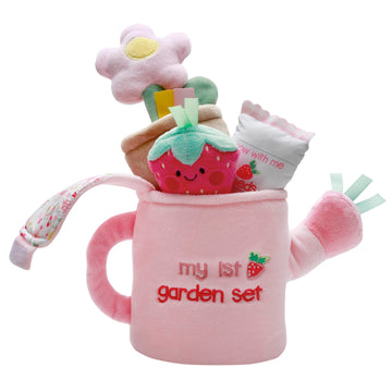 4 Piece Plush My First Garden Play Set With Sensory Toys For Baby, Pink, 6 Inch