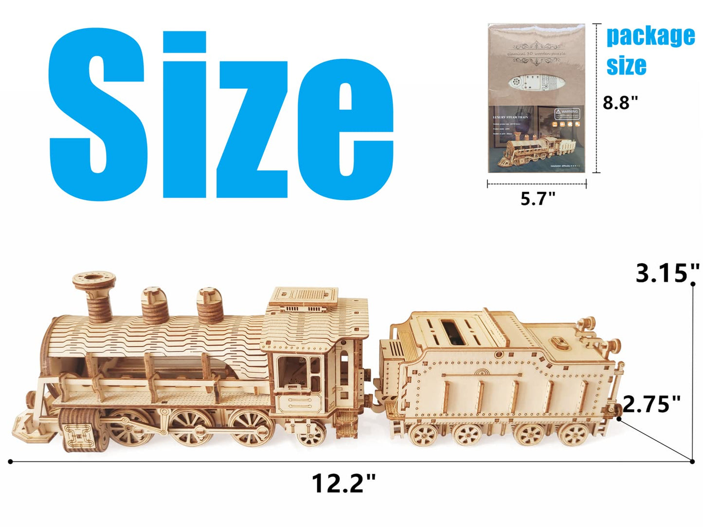 i-CHONY 3D Wooden Puzzle - DIY Mechanical Steam Train Model Kits - Wood Crafts Vehicle Building Model - Wooden STEM Brain Teaser Puzzle - Steam Train Birthday Gifts for mature-themeds Teens Boys Girls