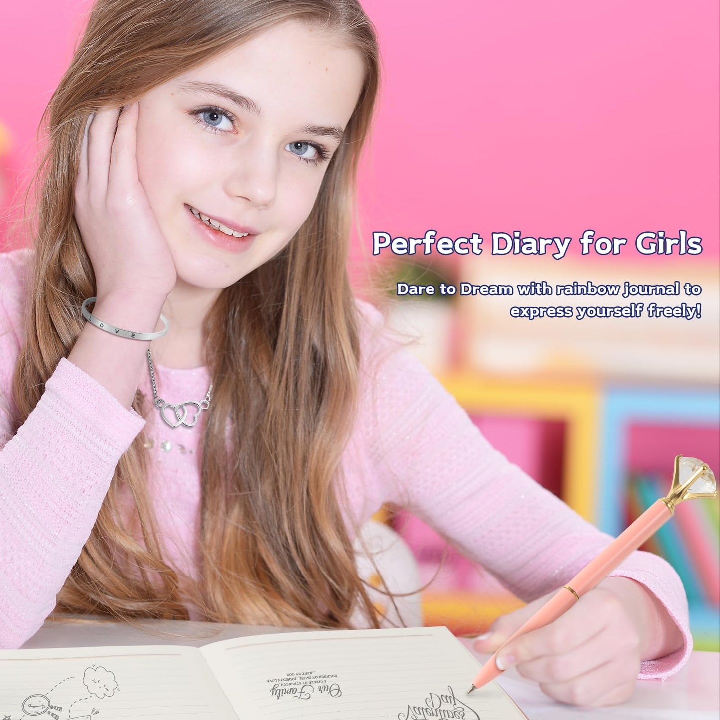 Jialili Diary With Lock For Girls, Password Locked Journals For Teen Girls, Secret Diary Gifts For 9 10 11 12 Year Old Girls, Ki