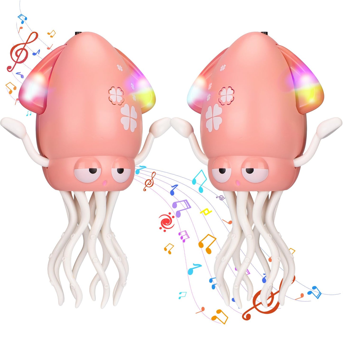 Vodolo 2pcs Magic Electric Dancing Octopus Toy with Led Light and Music,Baby Must Haves Tummy Time Baby Toys,Pink