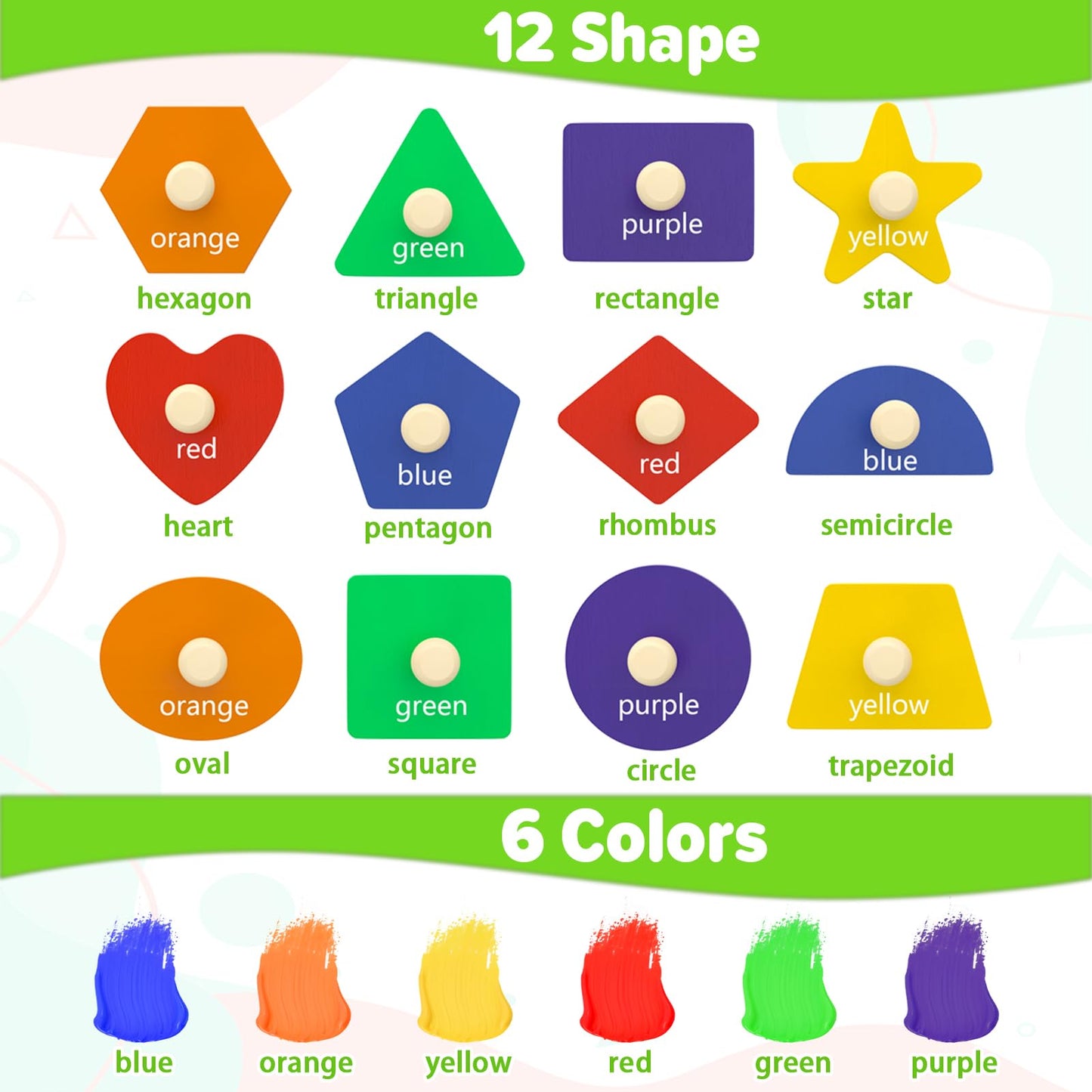 Jumlys Montessori Toys For Toddlers 1, 2, 3 Year Old, Wooden Shape Learning Puzzles For Baby 12-18-24 Months, Early Educational