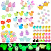 107Pcs Luminous Mini Resin Animals Mini Animals Figures To Hide Miniature Figurines Glow In Dark Ducks Dinosaurs Frogs, 7 Combination Sets For Landscape Dollhouse Decor Fairy Garden Accessories