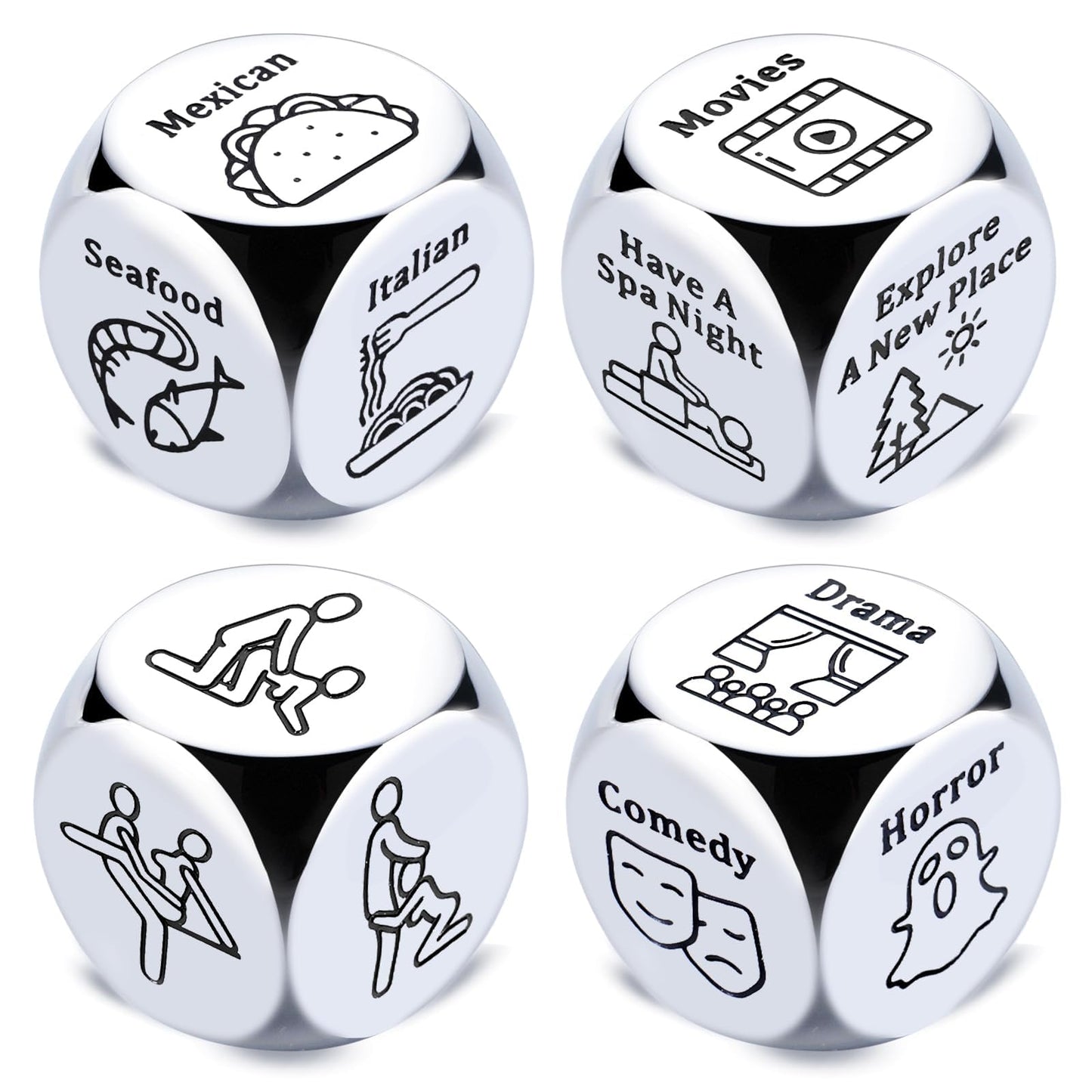 4Pcs Anniversary Steel Date Night Dice for Couples  Valentines Day Gifts for Boyfriend Husband Girlfriend Wife  Birtdhay mature-themed Easter Basket Stuffers