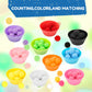 Icraftine 114 Pcs Fine Motor Skills Sensory Bin Filler Includes 10 Sorting Bowls, 100 Pom Poms, 2 Tweezers, 2 Scooper Scissors F