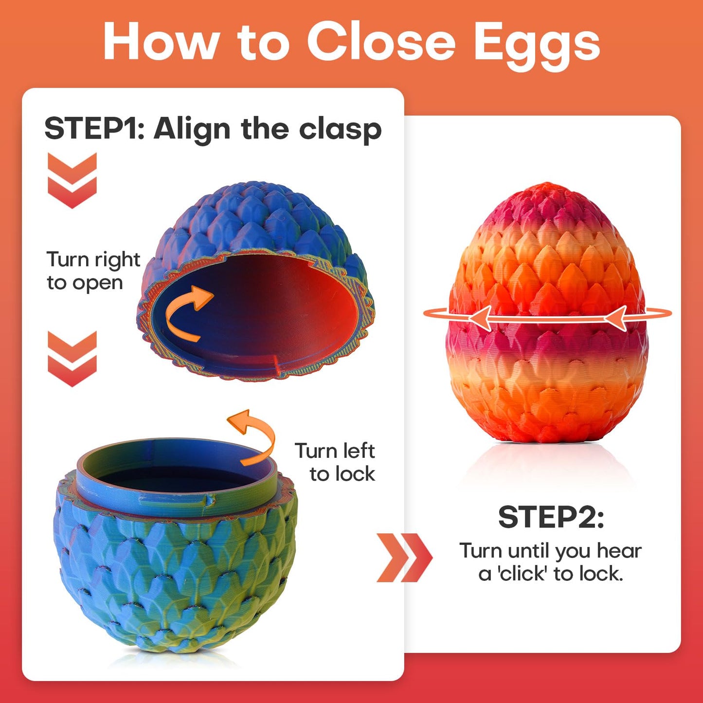 FYEFKJSA 3D Printed Dragon Eggs with Dragon Inside - 12Inch Articulated Fidget 3D Printed Animals  Interesting Decorative Gift  Easter Basket Essentials Stuffers (Random Twilight Mountain Range)