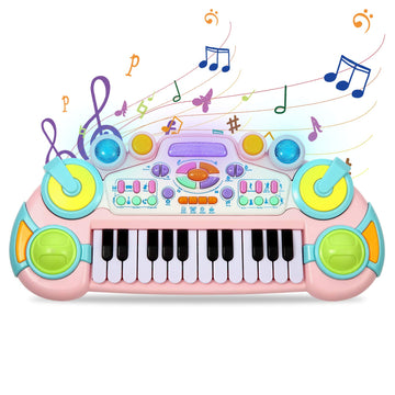 Cozybuy Pink Toddler Piano Toy - 24 Keys Multifunctional Baby Keyboard for 1-6 Years Old Kids - Perfect Birthday Gift for Boys and Girls