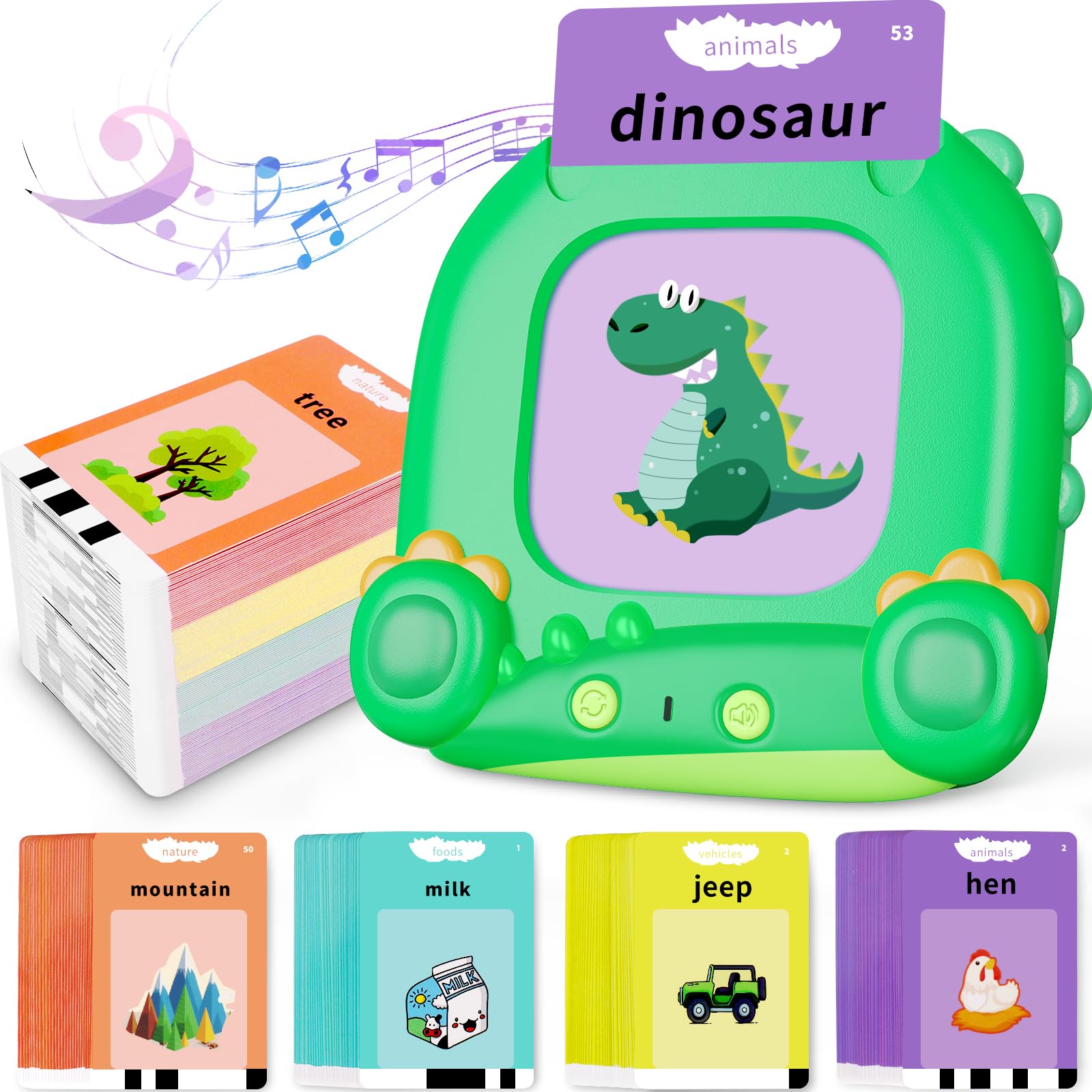 Mindpal Talking Flash Cards, Kids Learning Toys, Speech Therapy Toys, Montessori Learning Educational Present For 3+ Year Old Bo