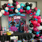 Paready Disco Music Party Balloons, 30 Pcs 12 Inch Hot Pink Black Blue And White Latex Balloons With Ribbons For 80S 90S Disco M