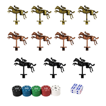 Metal Horse for Horse Racing Board Game, 5 Colors Chips, Gold  4, Rose Gold  4, Black  3