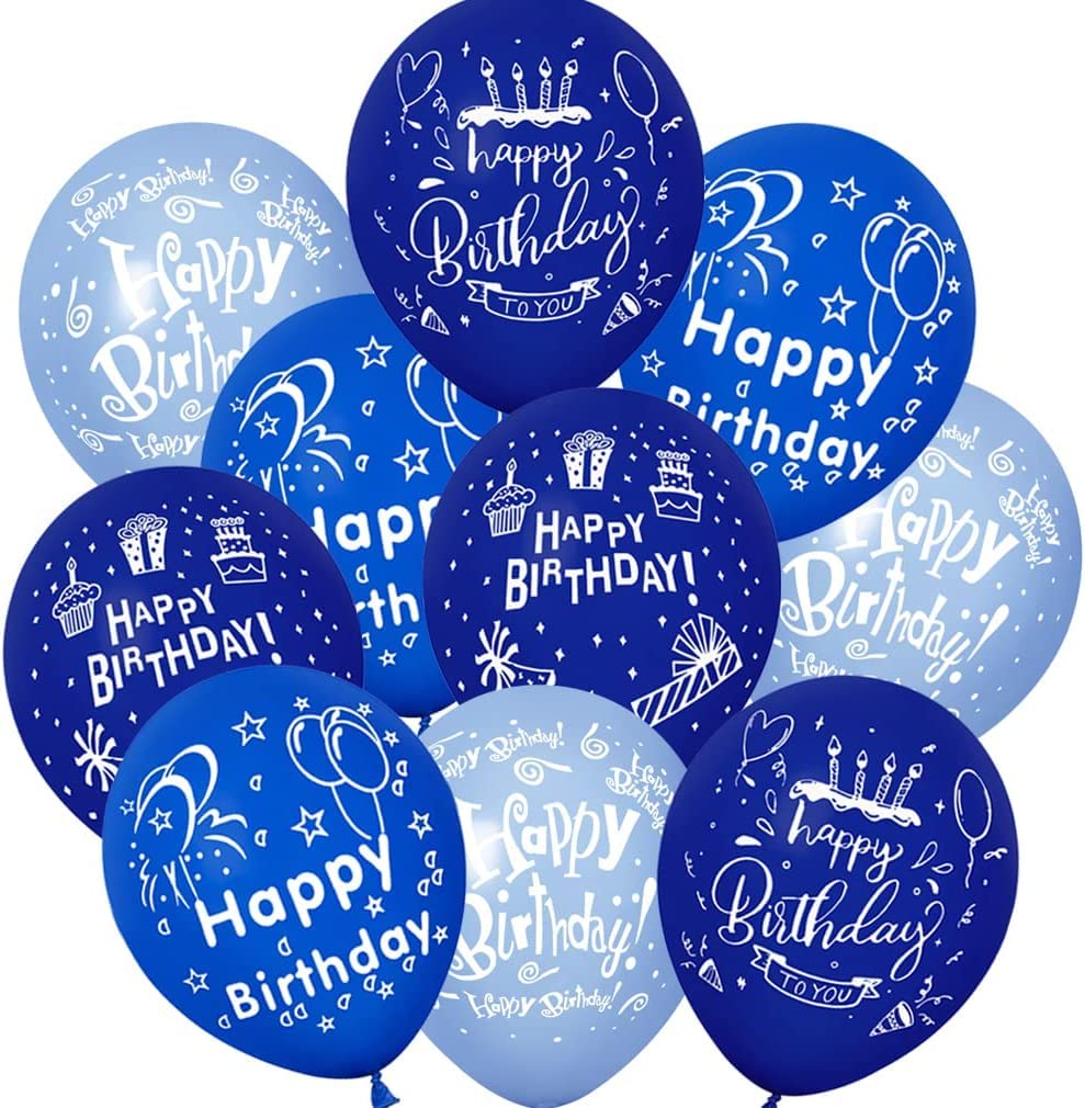 TAIHEBB 52 Pcs Blue Birthday Balloons, Rubber Material, Party Pattern, Suitable for Kids, Model BSO025