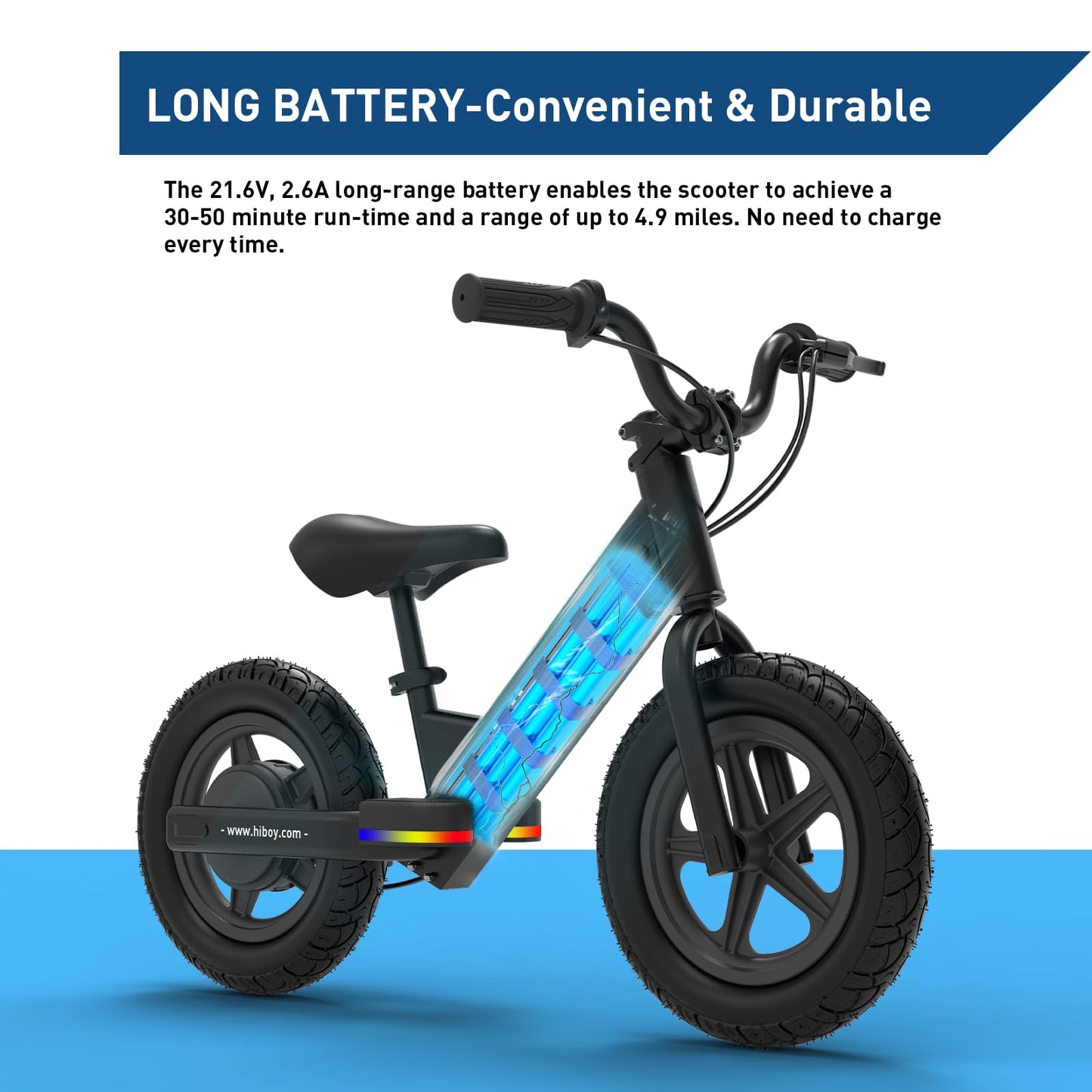 Hiboy BK1 Electric Bike for Kids Ages 3-5 Years Old, 24V 100W Electric Balance Bike with 12 inch Inflatable Tire and Adjustable
