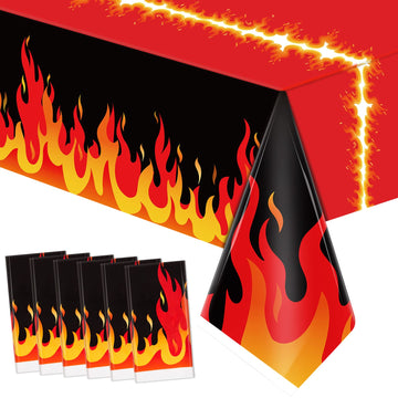 Fire Heroes Table Cloth Firefighter Themed Birthday Party Supplies Plastic Firefighter Table Cover Flame Theme Firefighter Table