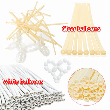 200 Pcs 260 Balloons Long Balloon White And Clear Balloons Twisting Animals Balloons For Balloon Arch Garland Birthday Wedding P
