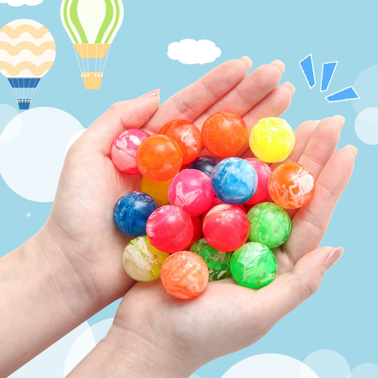 Zhanmai 40 Pieces Small Rubber Bouncy Neon High Bouncing Balls Bulk for Kids 1 Inch Cloud Mini Rubber Ball Colorful Preschool Re