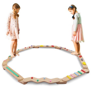 Autirinee 8 Pcs Wooden Balance Beam, Montessori Toy For Kids 3-5, Toddler Balance Beams, Build Coordination And Gross Motor Skil