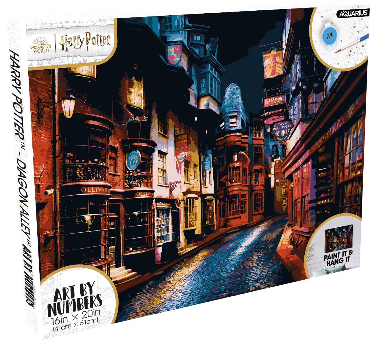 AQUARIUS Harry Potter Diagon Alley Paint by Numbers Kit - 16 x 20 inches Canvas, DIY Color by Number for Adults & Kids, Model 88039