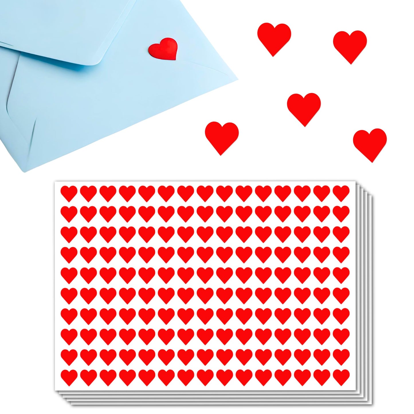 3000 Pieces, 1/2 Inch - Small Red Heart Shaped Stickers Labels