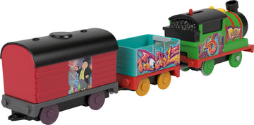 Thomas & Friends Motorized Toy Train Graffiti Percy Battery-Powered Engine With 2 Cargo Cars For Pretend Play Preschool Kids Ages 3+ Years