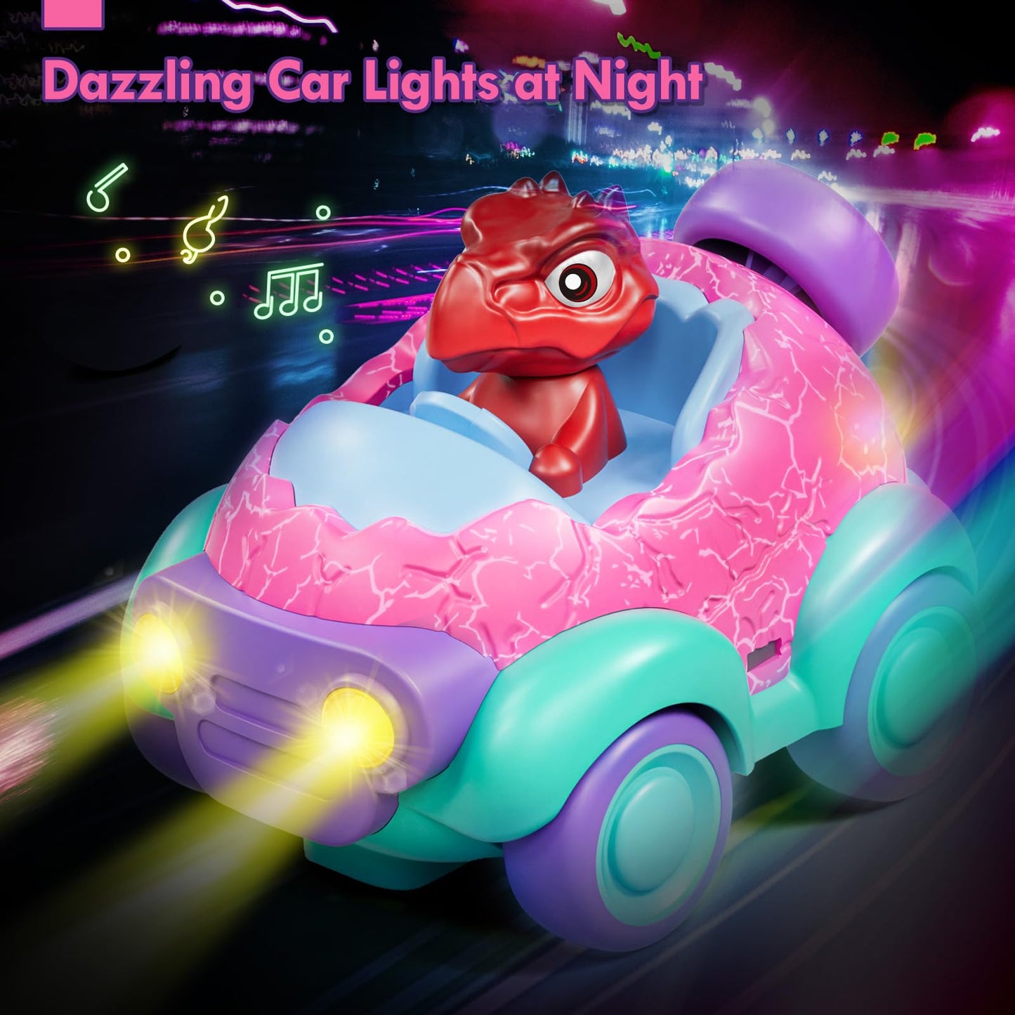 Lehoo Castle Remote Control Car for Toddlers, Toddler Girl Toys 2-3, Dinosaur Toys for Girls Ages 2-4 with Lights & Music, Toys