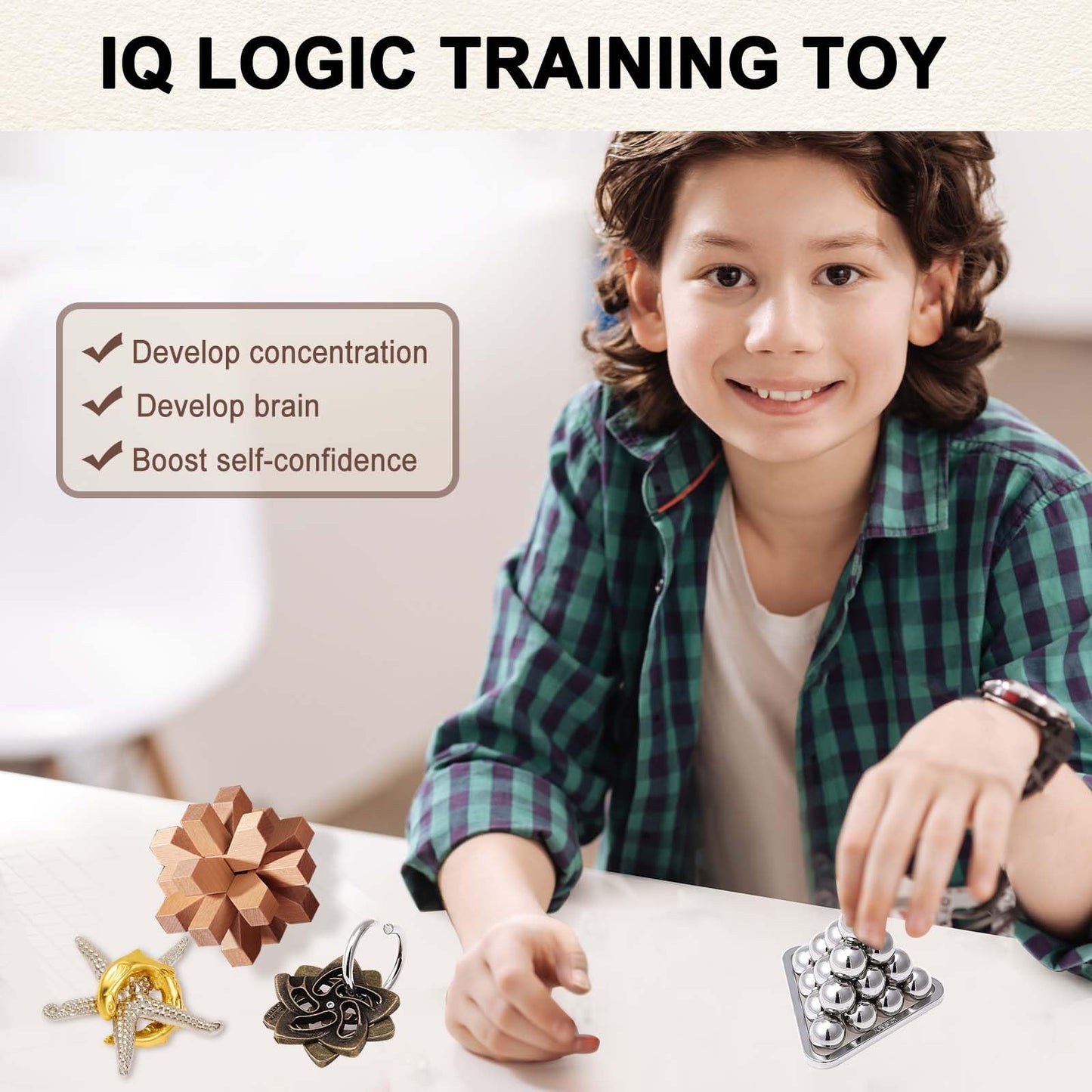 9 pcs Metal Wooden Brain Teaser Puzzle Logic Metal Puzzle for mature-themed Kid Toy Lock Puzzles Gift for mature-themeds Teenagers Kids