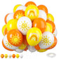 Sun Balloons, 12 Inch Yellow Orange White Latex Balloons Boho Rainbow Sunrise Printed Latex Balloons Half Sun Sunshine Balloons