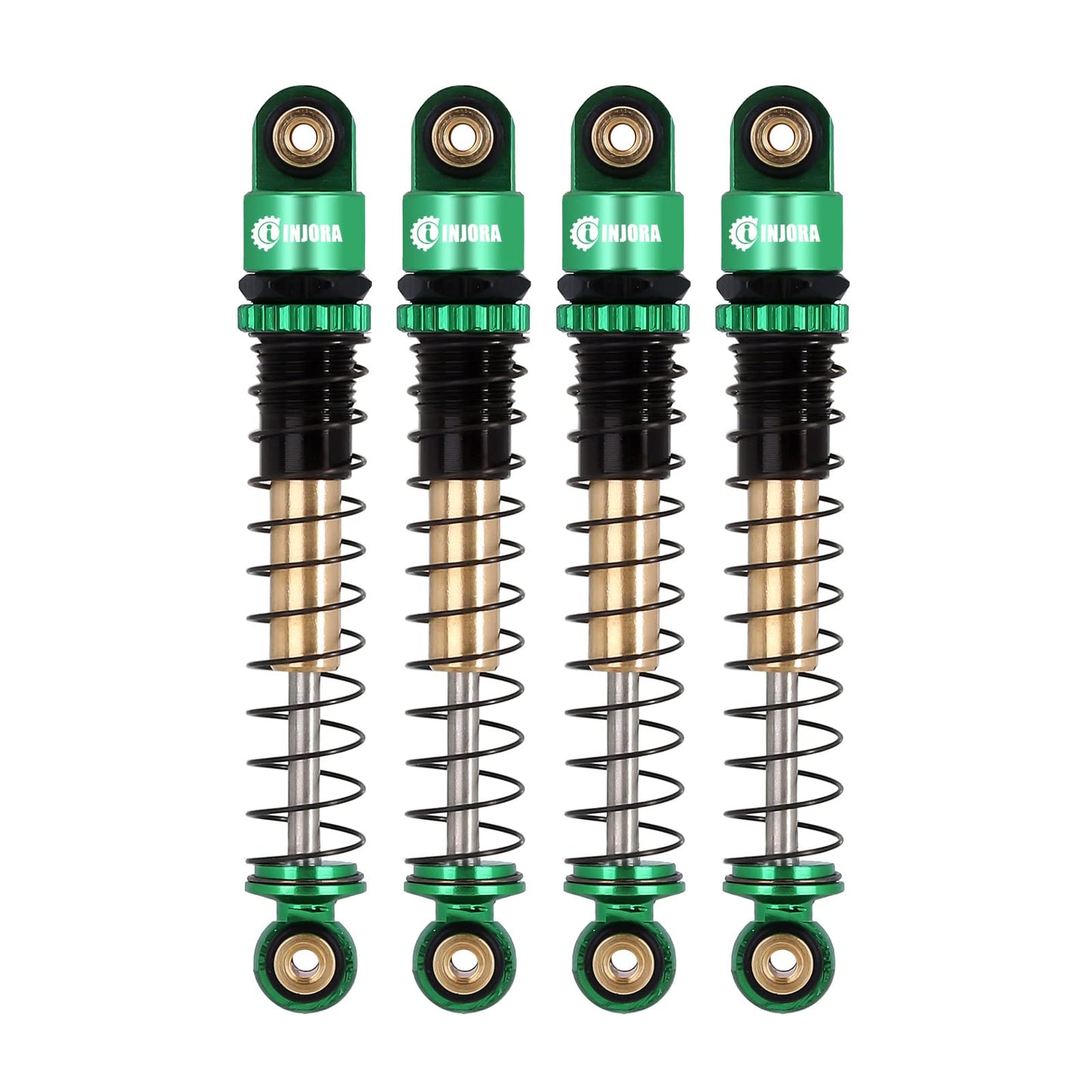 INJORA RC Shocks 43mm Aluminum Threaded Tele Shocks for Scx24 AXI90081 Deadbolt 1/24 Crawler Car,4Pcs(Green)